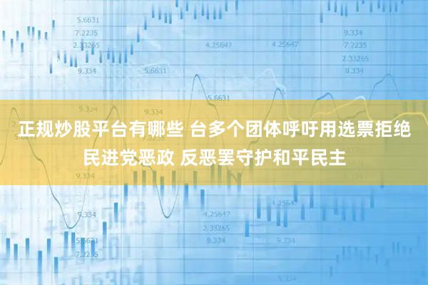 正规炒股平台有哪些 台多个团体呼吁用选票拒绝民进党恶政 反恶罢守护和平民主